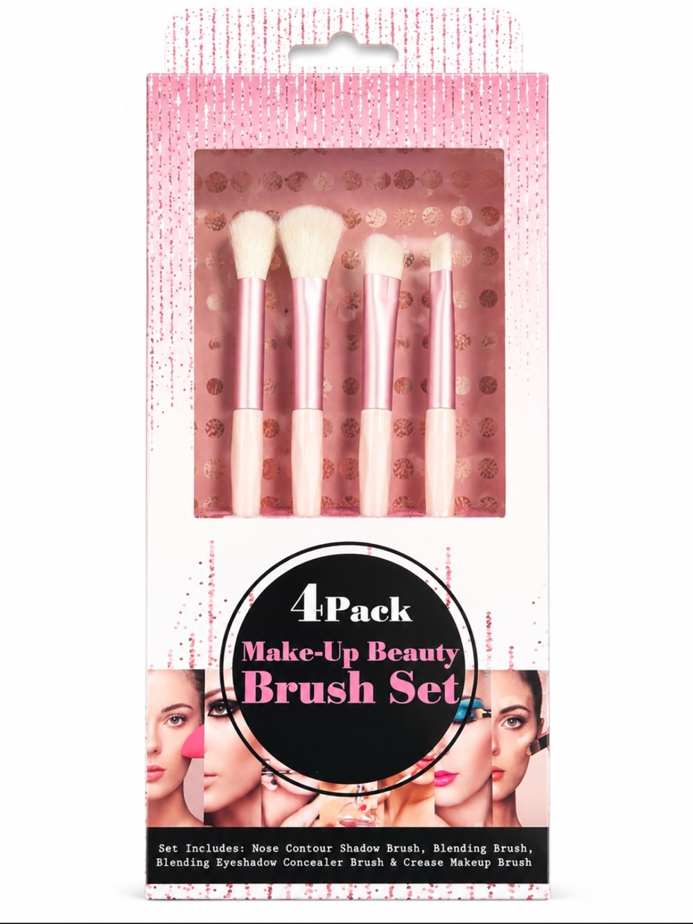 4-Piece Makeup Brush Set Pink Beauty Brushes | New in Box